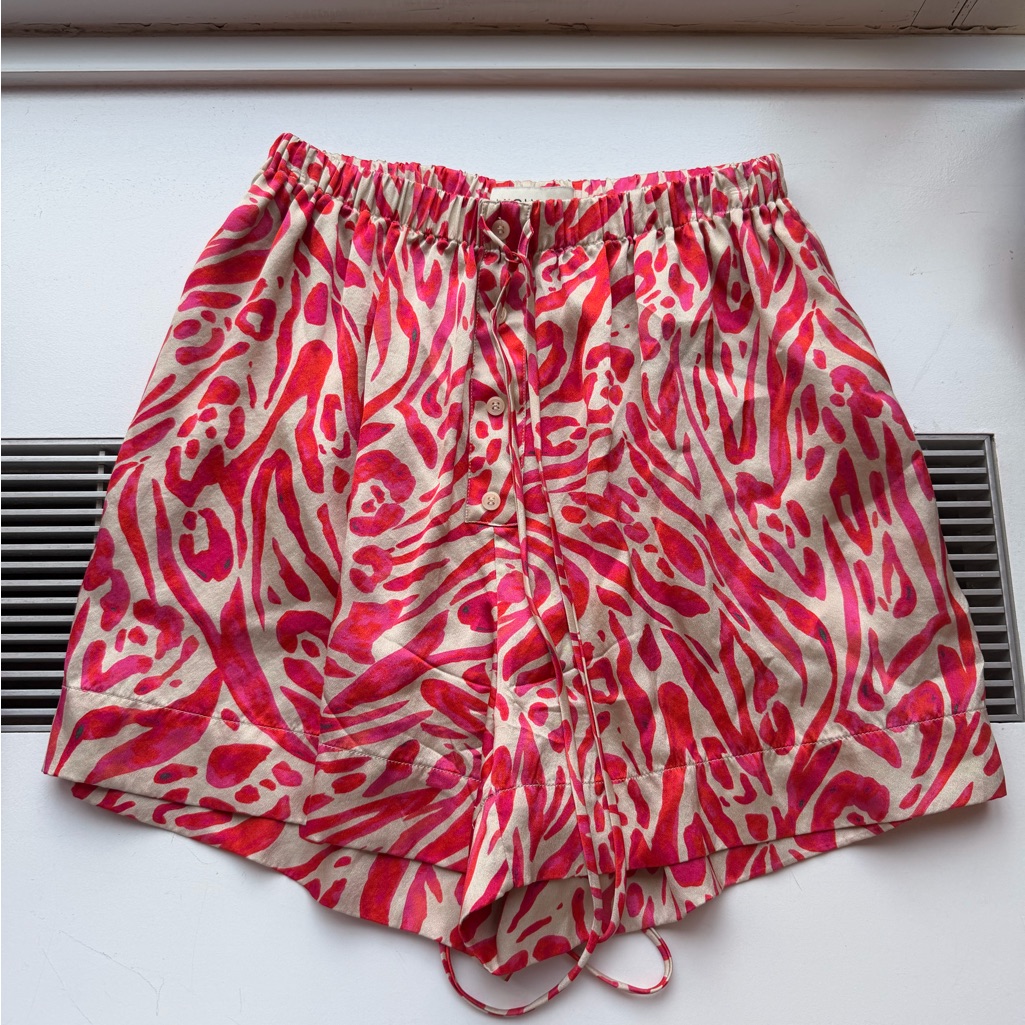 Nicholas Vibrant Pink And Cream Patterned Shorts